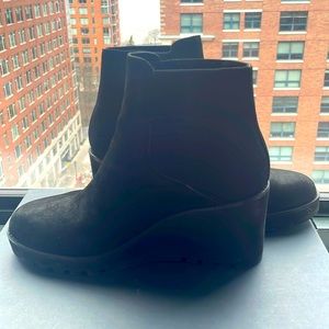 Eileen Fisher Adele Black Wedge Ankle Boots